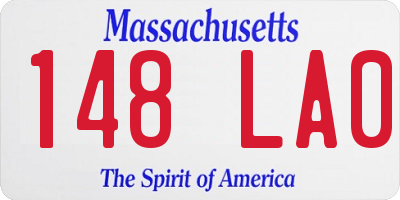 MA license plate 148LA0