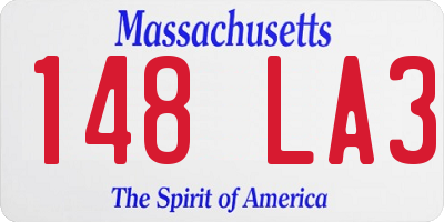 MA license plate 148LA3