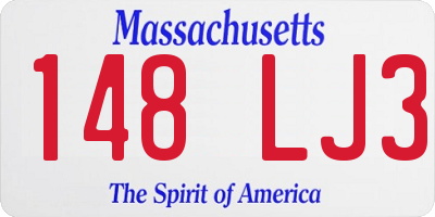 MA license plate 148LJ3