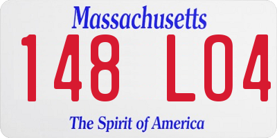 MA license plate 148LO4