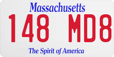 MA license plate 148MD8