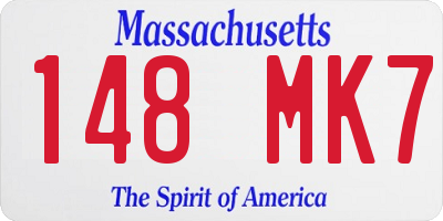 MA license plate 148MK7