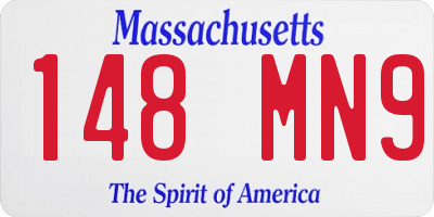 MA license plate 148MN9