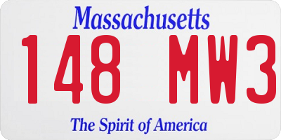 MA license plate 148MW3