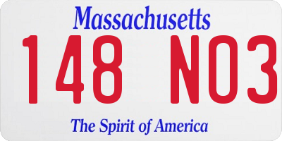 MA license plate 148NO3