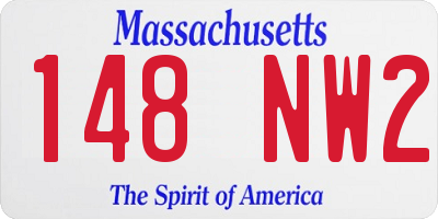 MA license plate 148NW2