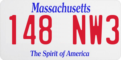 MA license plate 148NW3