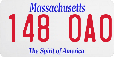 MA license plate 148OA0