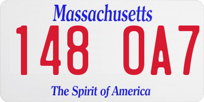 MA license plate 148OA7