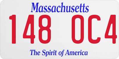 MA license plate 148OC4