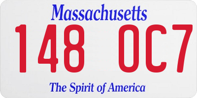 MA license plate 148OC7