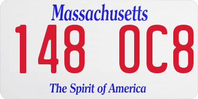 MA license plate 148OC8