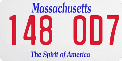 MA license plate 148OD7