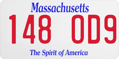MA license plate 148OD9