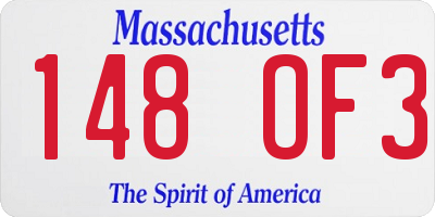 MA license plate 148OF3