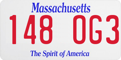 MA license plate 148OG3