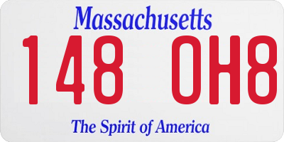 MA license plate 148OH8