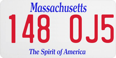 MA license plate 148OJ5