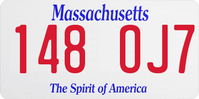 MA license plate 148OJ7