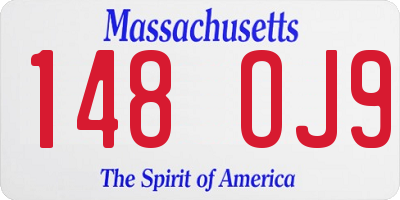 MA license plate 148OJ9