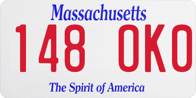 MA license plate 148OK0
