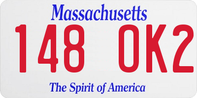 MA license plate 148OK2