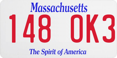 MA license plate 148OK3