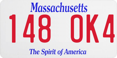 MA license plate 148OK4