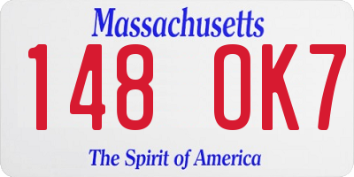 MA license plate 148OK7