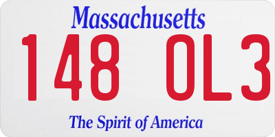 MA license plate 148OL3