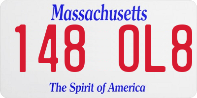 MA license plate 148OL8