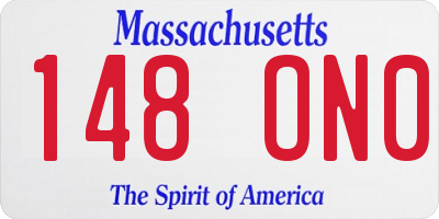 MA license plate 148ON0