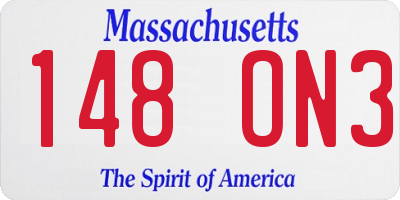 MA license plate 148ON3