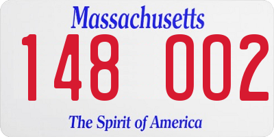 MA license plate 148OO2