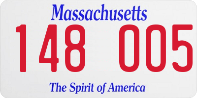 MA license plate 148OO5