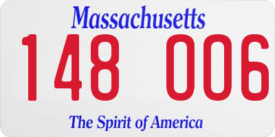 MA license plate 148OO6
