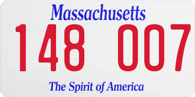 MA license plate 148OO7