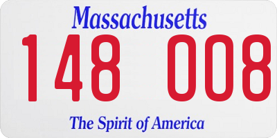 MA license plate 148OO8