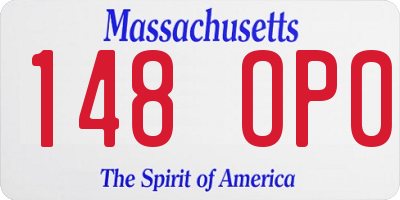MA license plate 148OP0
