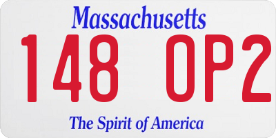 MA license plate 148OP2