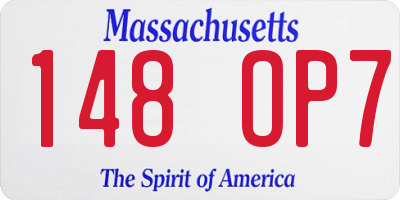 MA license plate 148OP7