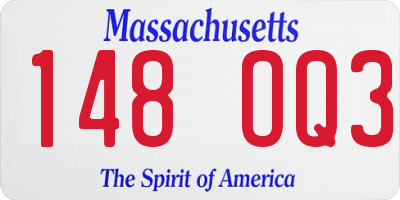 MA license plate 148OQ3