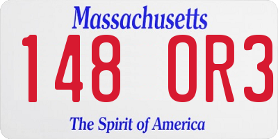 MA license plate 148OR3