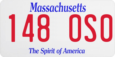MA license plate 148OS0