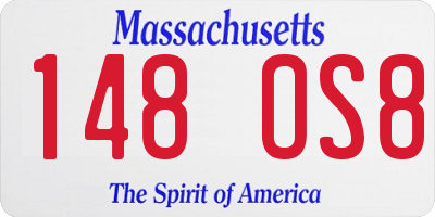 MA license plate 148OS8