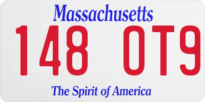 MA license plate 148OT9