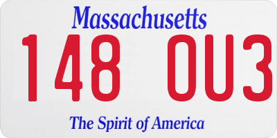 MA license plate 148OU3
