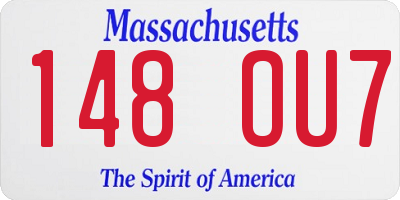 MA license plate 148OU7