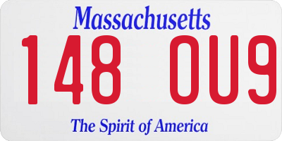 MA license plate 148OU9