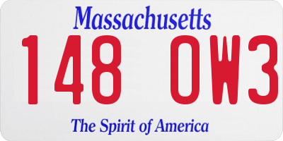 MA license plate 148OW3